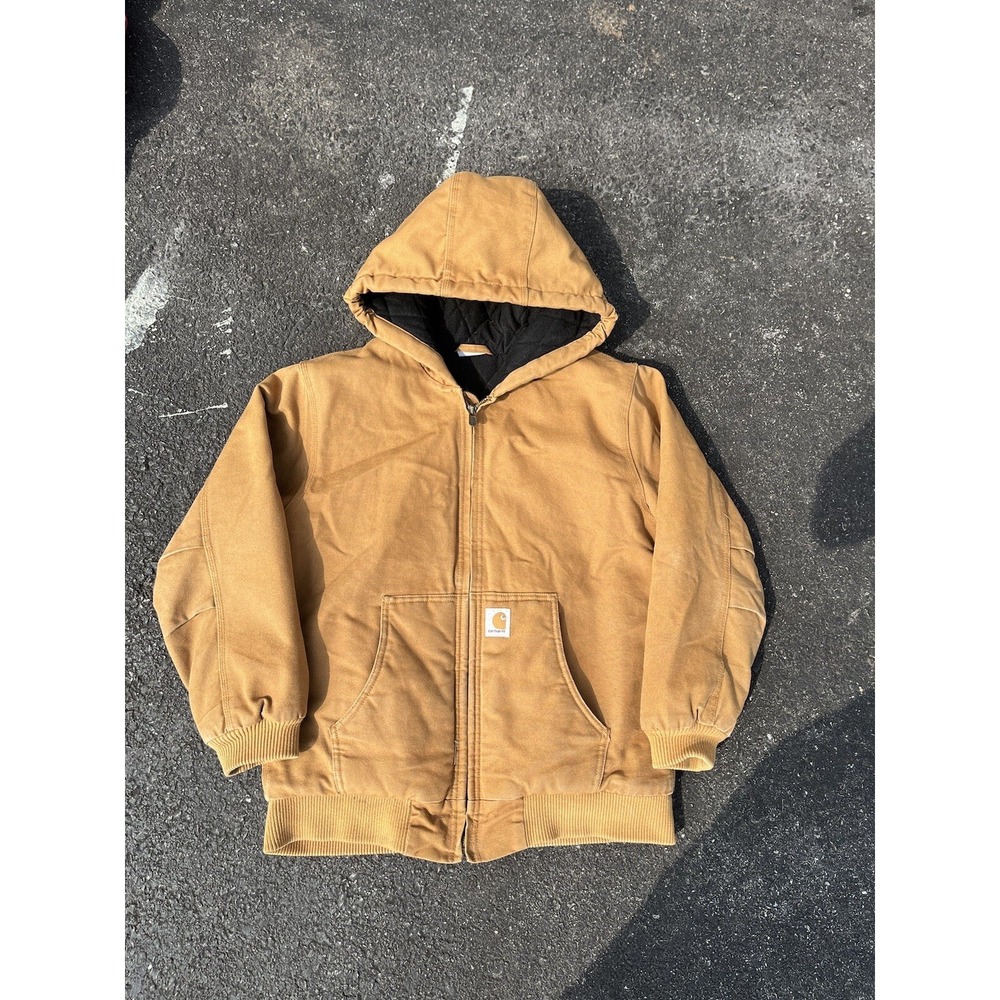 Classic Made In America Carhartt Hooded Work Jacket Size L Womans